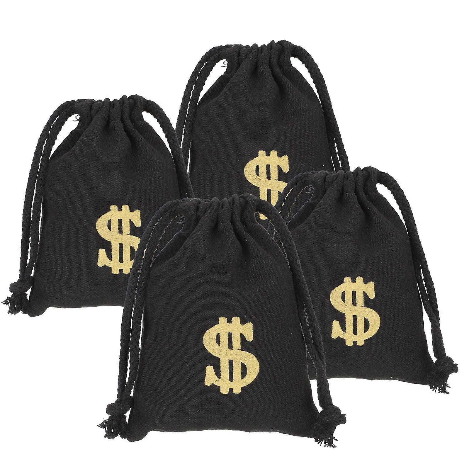 4 Pcs Toile Cordon Sacs Dollar Party Favor Sacs De Rangement Pochettes À Cordon