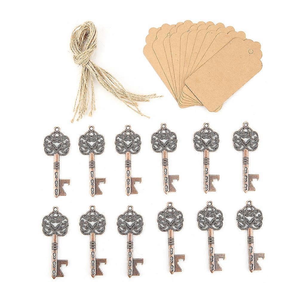 12Pcs Wedding Favors Vintage Key Bottle Opener Champagne Opener with Tag and Twine