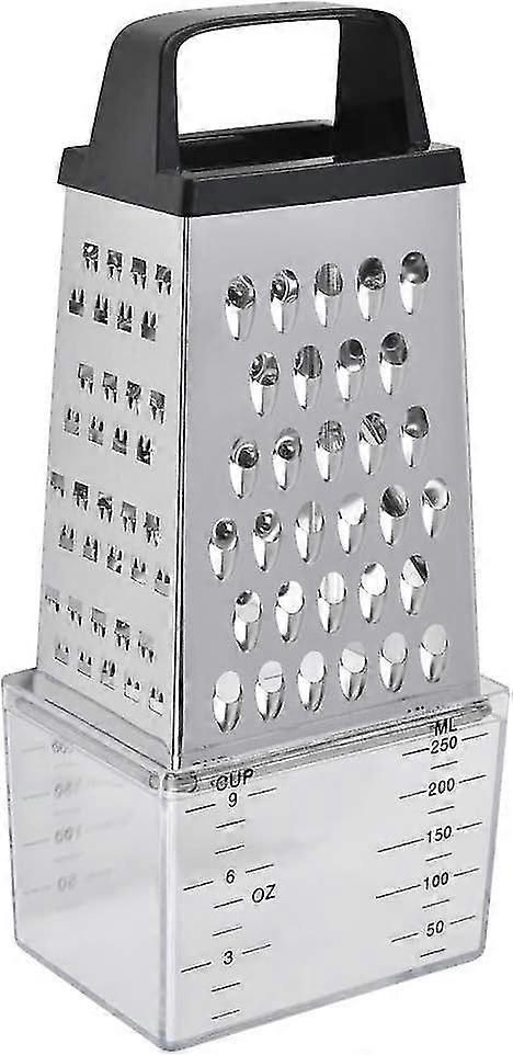 Universal Stainless Steel Grater Parmesan Grater Non-Slip Square Grater with Container for Vegetables, Carrots, Cheese, Fruits