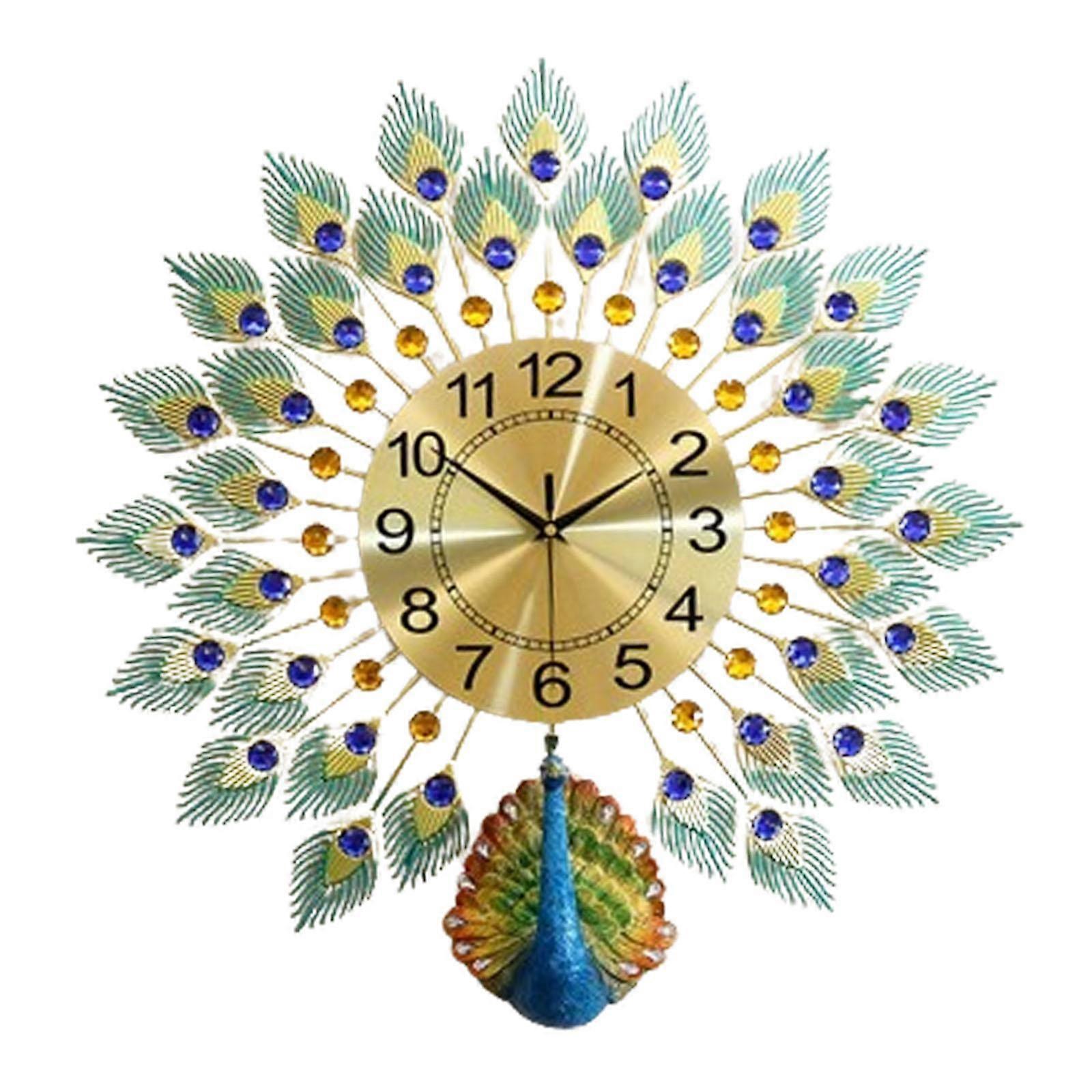 Peacock Wall Clock Fashion Creative Wall Clock for Study Entryway Decoration