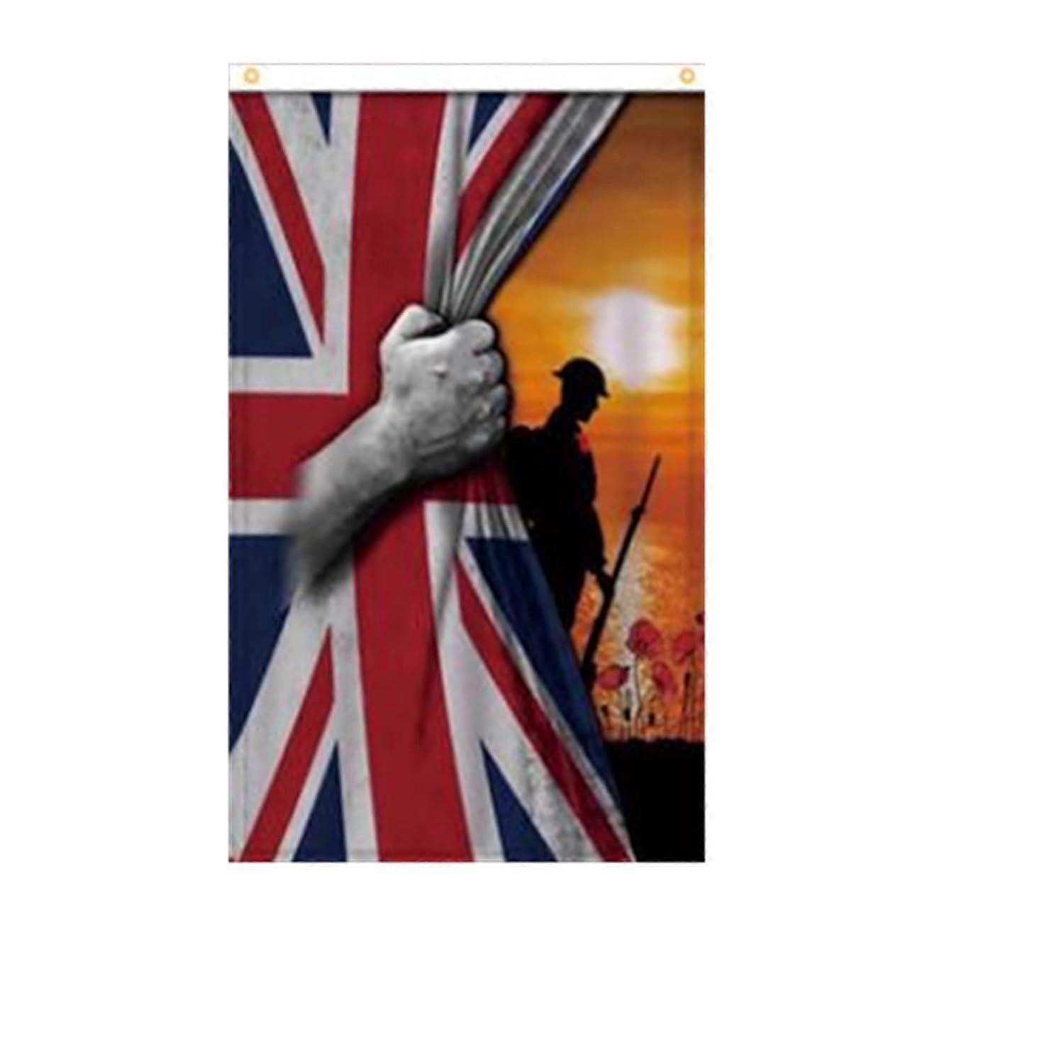 VE DAY Flag LEST WE FORGET Flag  Polyester with two Two Eyelets and Double Stitched Style 246