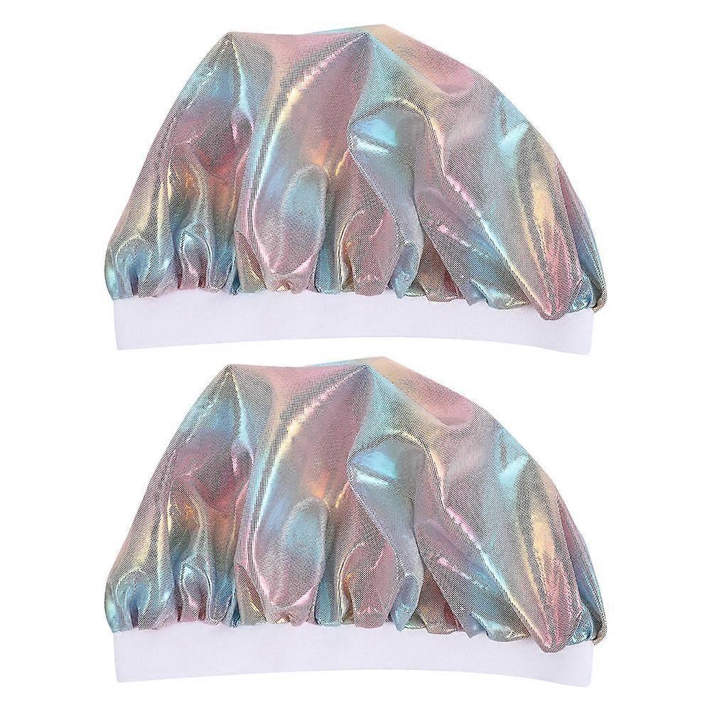 2Pcs Elastic Wide Kids Bonnets Sleeping Hats Durable Elastic Sleep Caps Child Bathing Caps