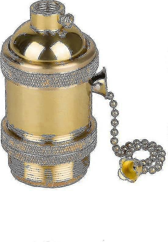 - Vintage E27 Light Bulb Holder Socket Lamp Base With Copper Color Brass Chain Switch-Perfect