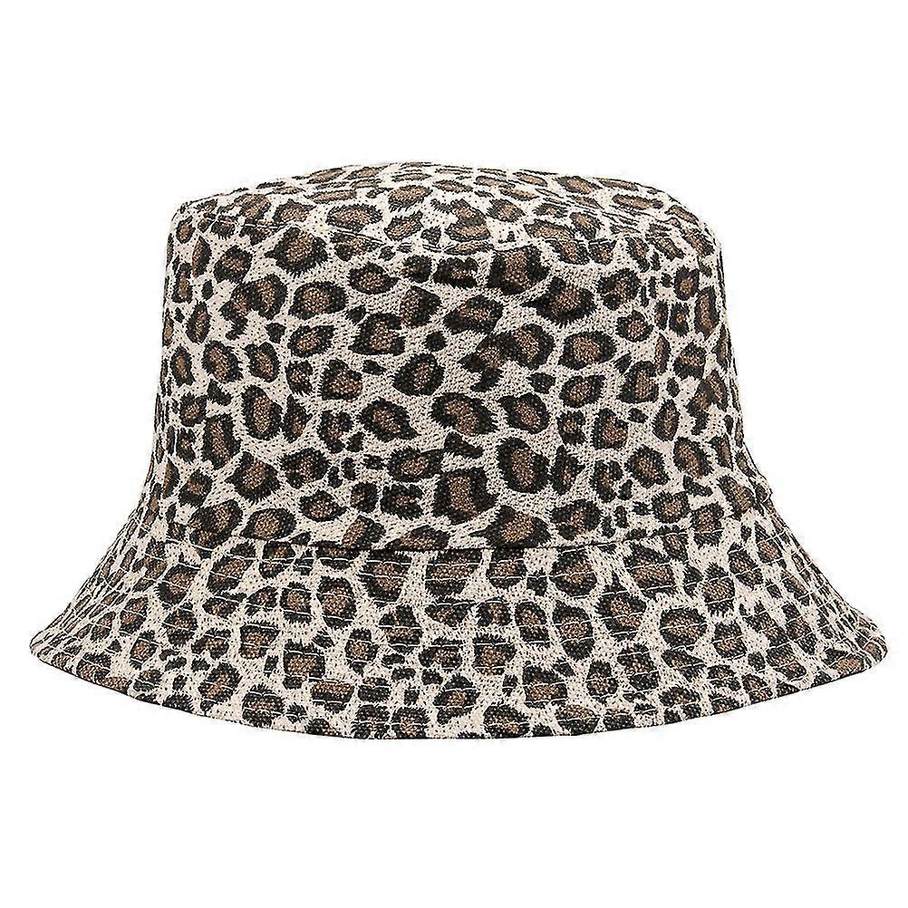 1pc Leopard Printing Sun Shade Double Side Bucket Hat Fisherman Hap Fashion