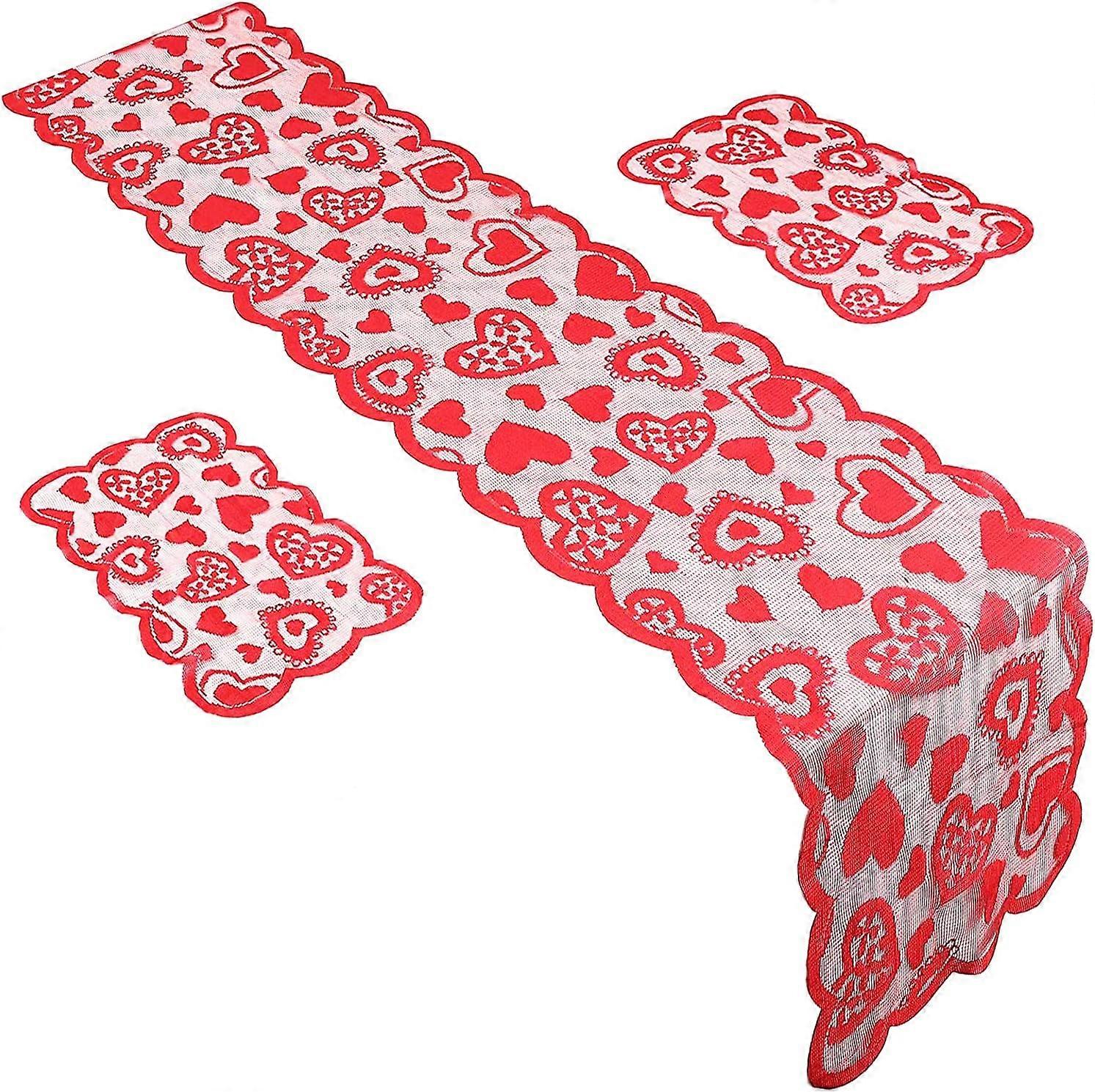 Valentine's Day Table Runner Decoration Heart Placemat Red Placemat Rectangular Table Cloth Table De