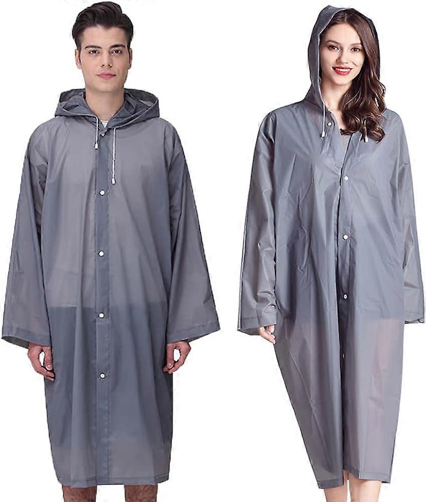 Rain Ponchos for Adults Reusable 2 Pcs Raincoats Emergency for Women Men with Hood and Drawstring