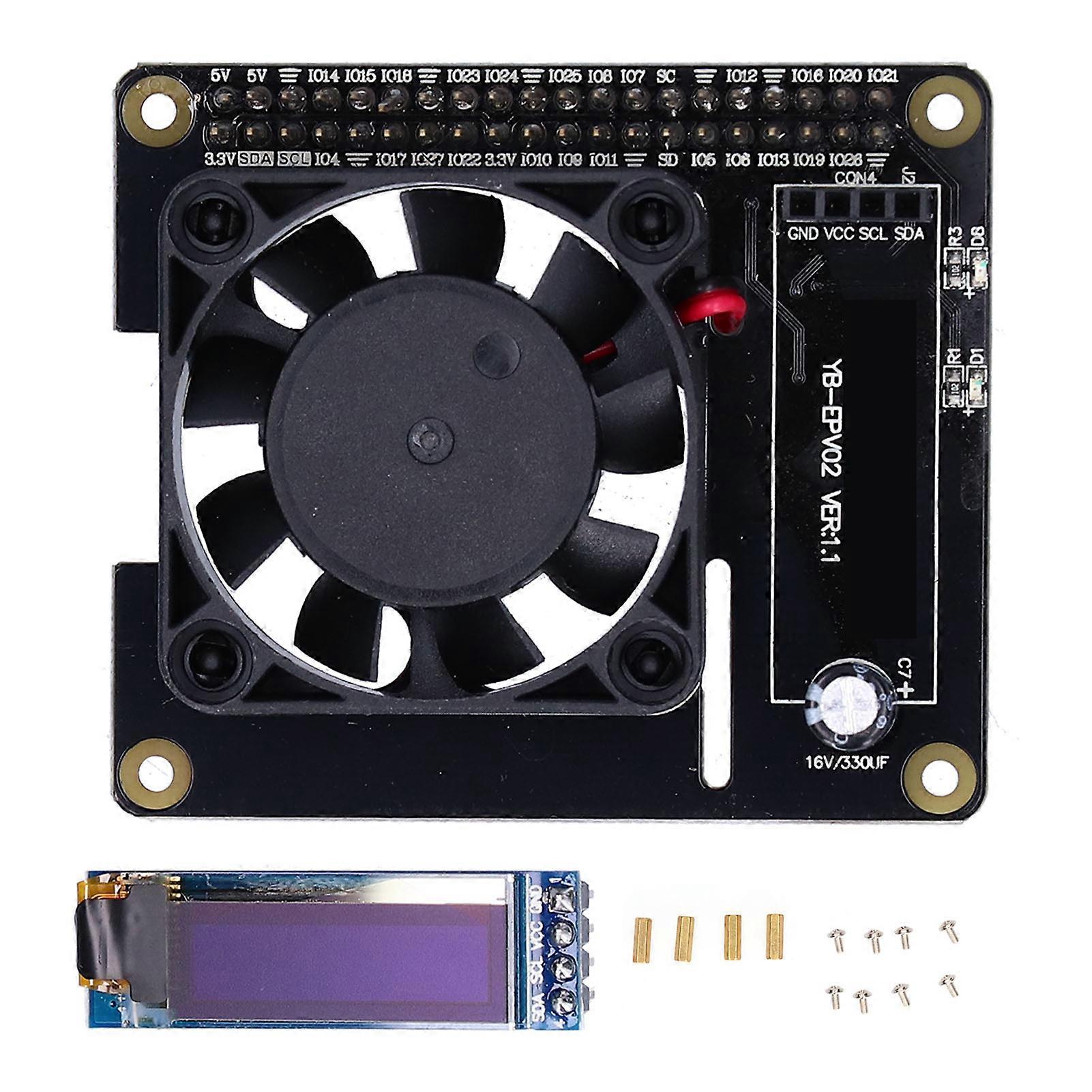 Płytka rozszerzeń zasilania z wentylatorem chłodzącym Wyświetlacz OLED RGB do Raspberry Pi 4B 3B+/3B