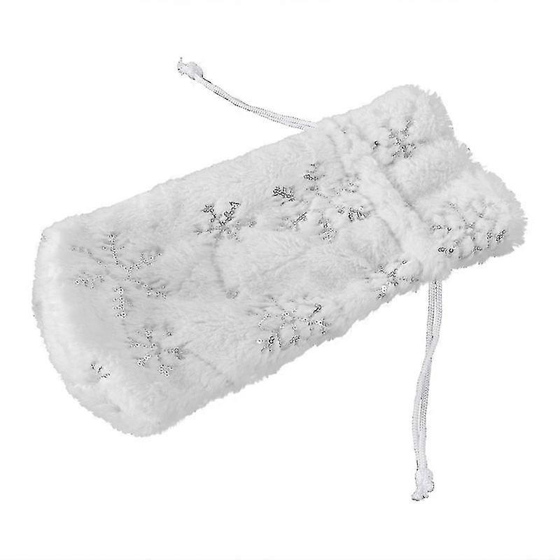 1pc plush wine bottle cover christmas style bottle bag sequined snowflake champagne bottle decor