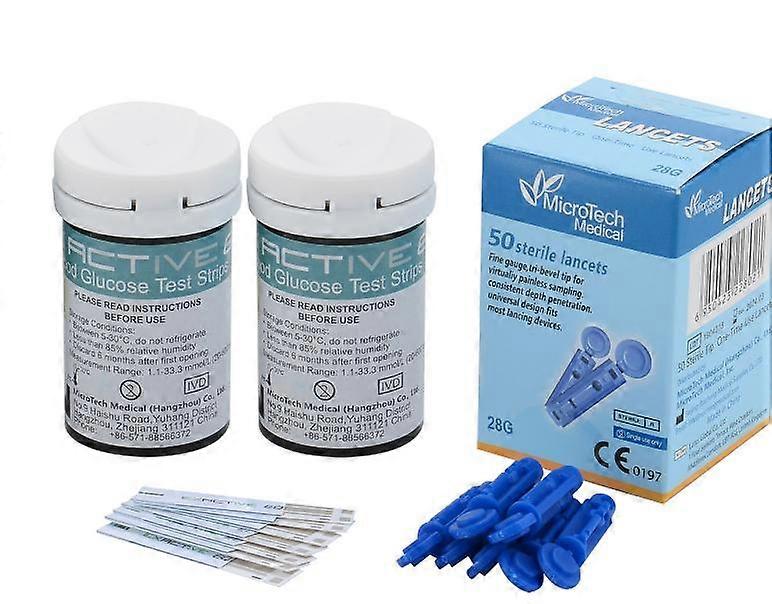 Blood Sugar Testing Kit with Test Strips and Lancets - Diabetic Blood Glucose Monitor for Home Use(Not Include Blood Glucose Monitoi)