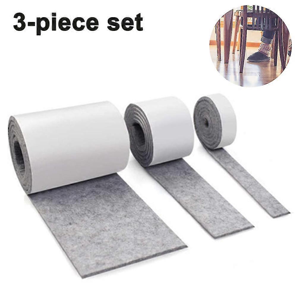 3 ρολά αυτοκόλλητης τσόχας για έπιπλα (100cm * 10cm + 100cm * 5cm + 100cm * 2cm) Κόψτε οποιοδήποτε σχήμα, ισχυρή κολλητική συρόμενη ταινία ματ, για καρέκλες, fl