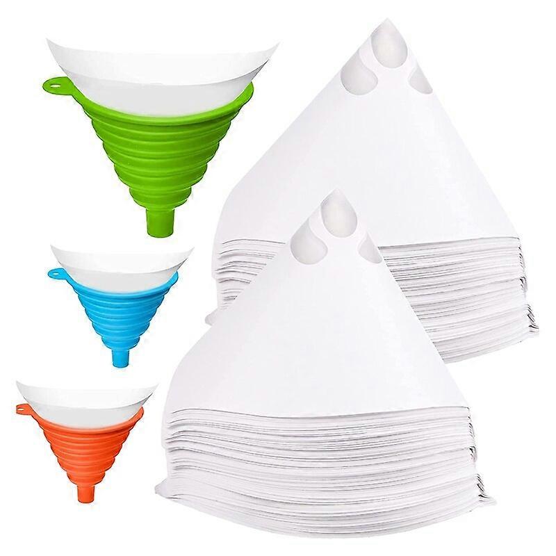 600 Pcs Paint Filters Strainer with 100 Micrometre Flow Nylon Mesh Cone Paint Filter Screen with 3 Pcs Silicone Funnel