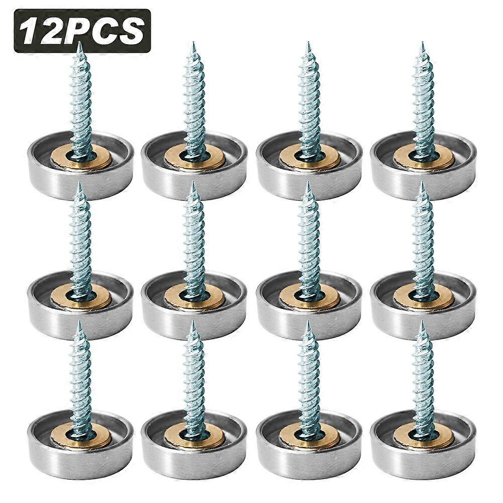 12pcs Mirror Screw Set Fixed Decorative Cap Professional Universal Washer Practical Rustproof Stainless Steel Glass Furniture