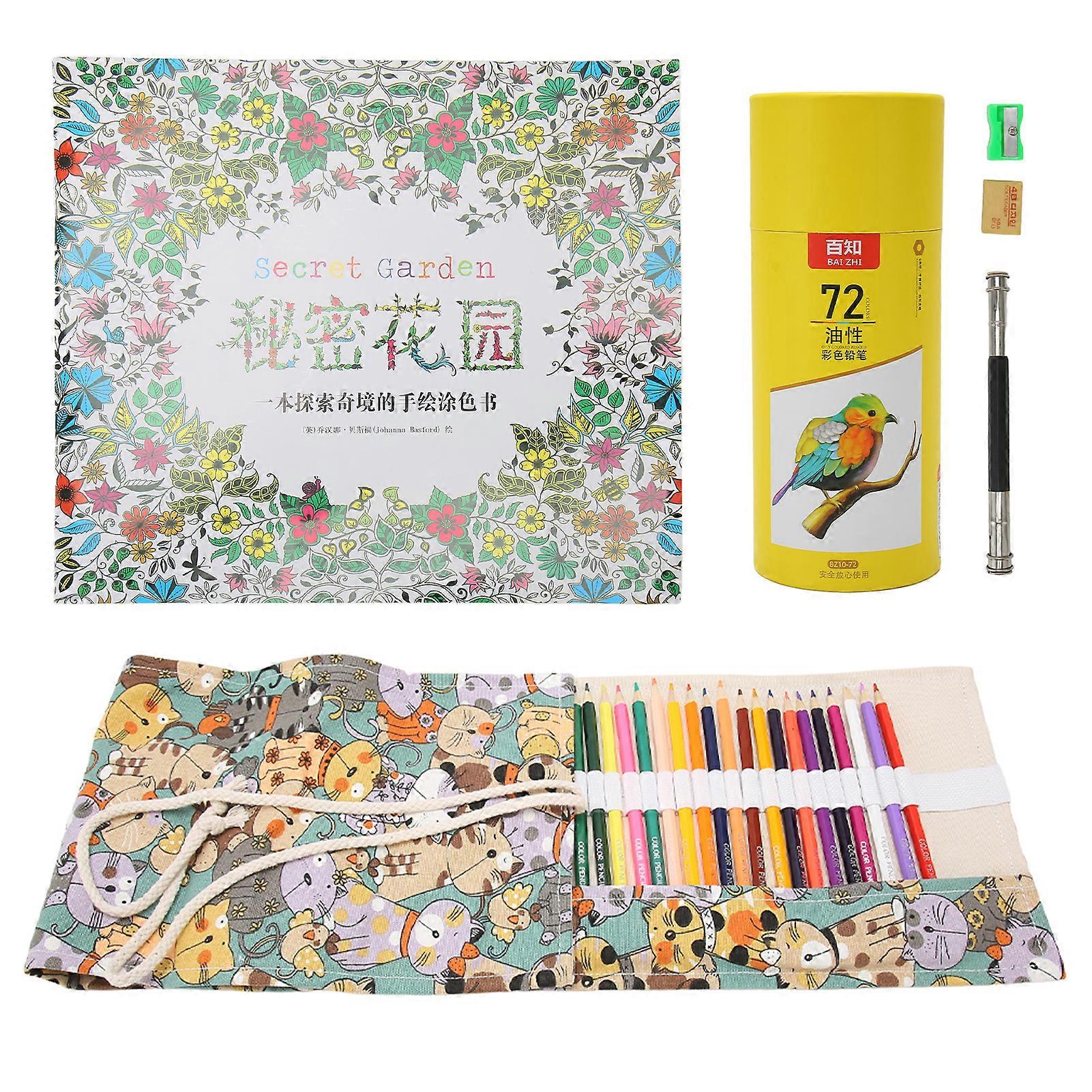 72 Colored Pencil Kit Professional Oil Based Color Pencils with Extender Eraser Pencil Sharpener Hand Drawn Book