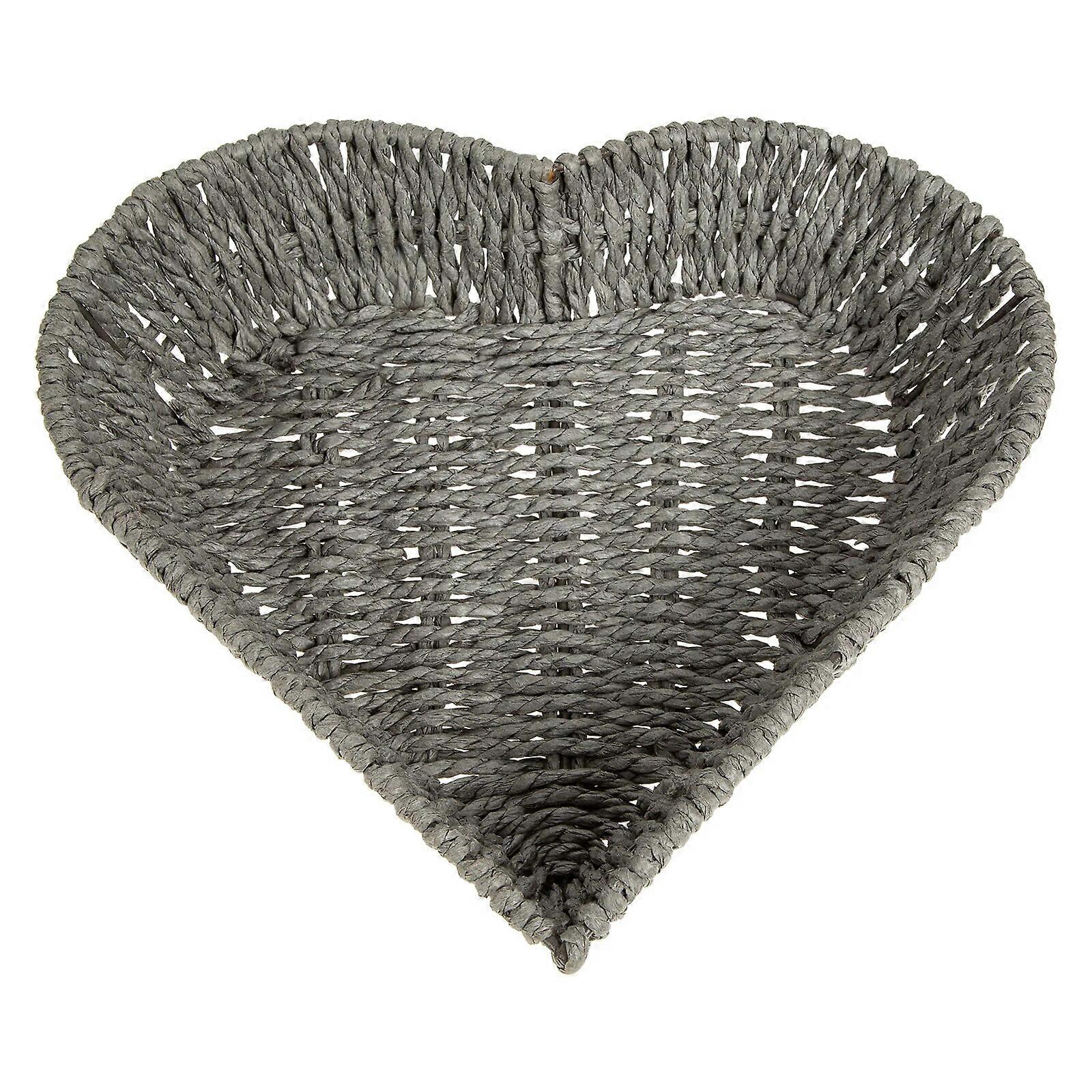 Basket Tray Fruit Storage Woven Bread Baskets Serving Organizing Rattan Heart Plate Snack Decorative Wicker Desktop Dinner