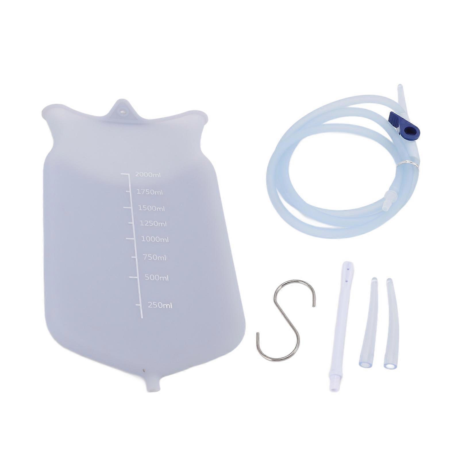 Silicone Enema Bag Kit Portable Enema Douche Bag Home Colon Cleansing Bag Set 2L with Scale 