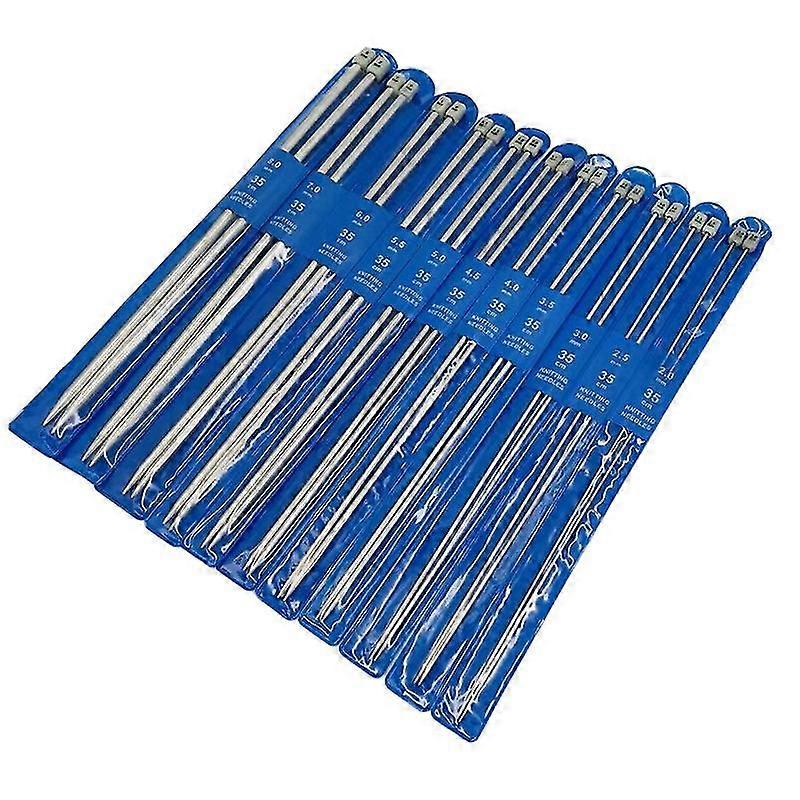 Aiguilles à tricoter, Aiguilles à tricoter à simple pointe en acier inoxydable (11pcs, argent) Z