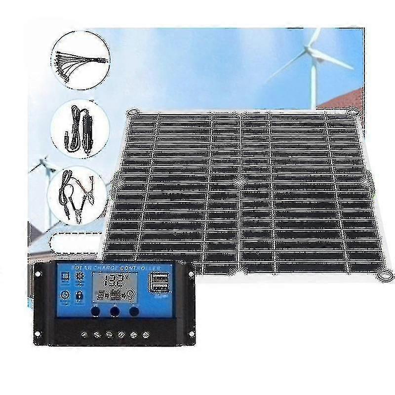 Aleko Waterproof And Snowproof Polysilicon 2000w 5v/12v Dual Output Usb Solar Panel Kit
