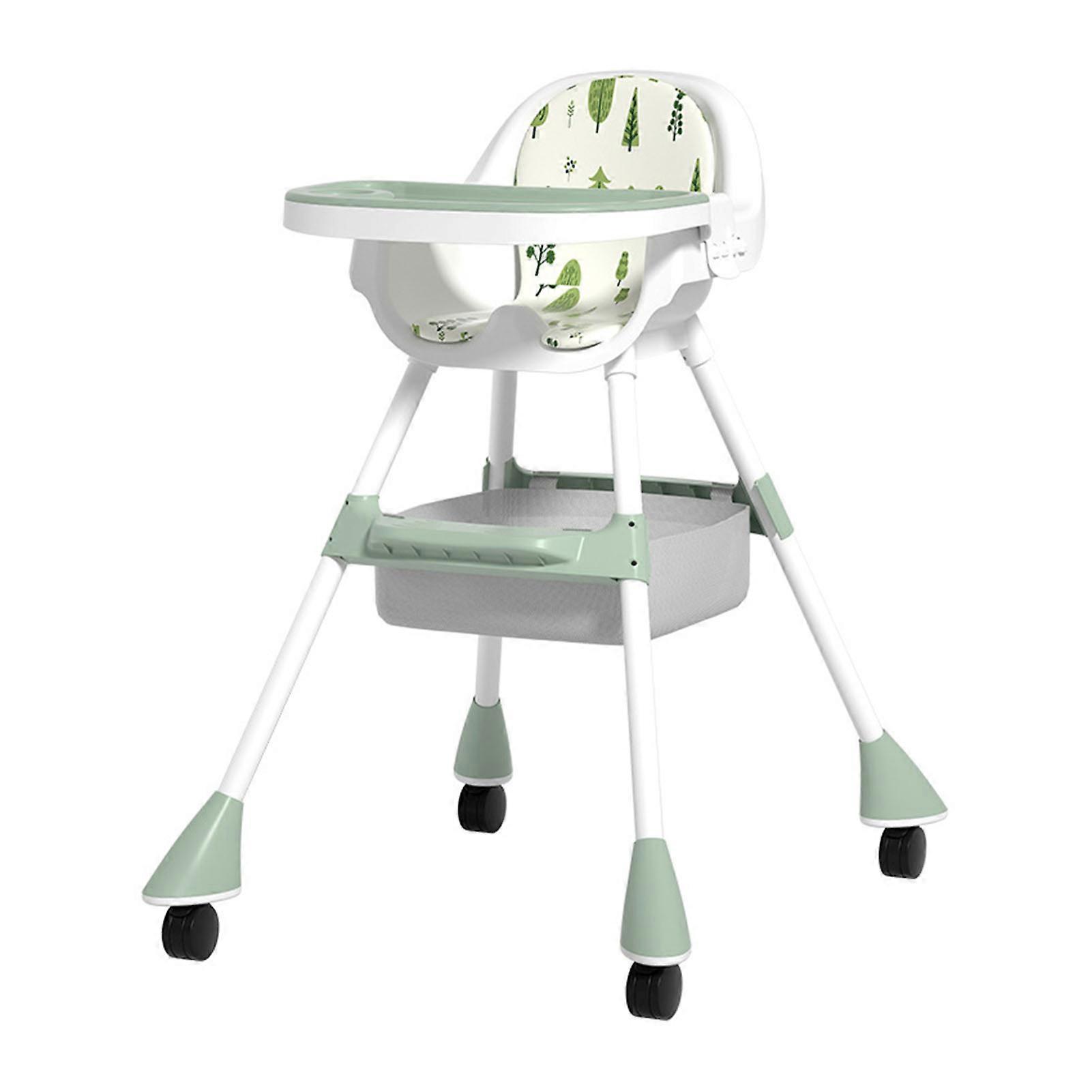 Baby High Chair Height Adjustable Multifunctional Removable Tray Folding Convertible Chair for Infant Matcha Green