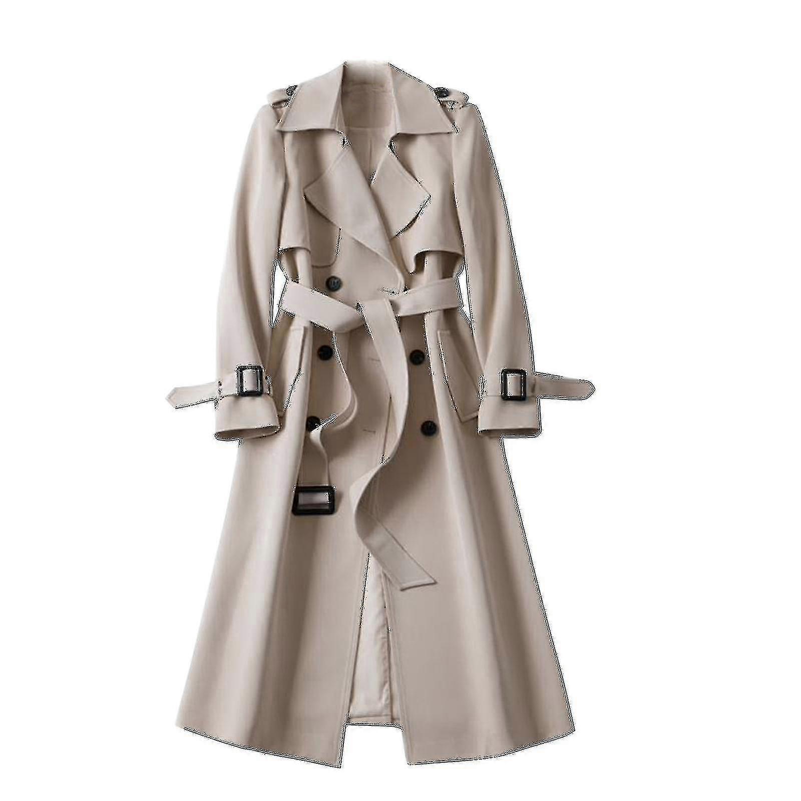 Abrigo de mujer Solid Slim Fit Coat Jacket Long Outerwear Windbreaker Trench