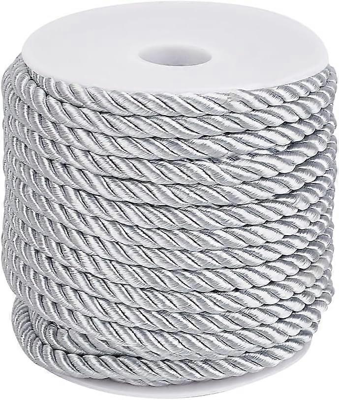 8mm Graduation Honor Cords 21 Yards Cord Trim Silver Window Bow Ties Crafts Rope Handfasting Braided Decorative Cord for Lampshade Clothing Handmade C
