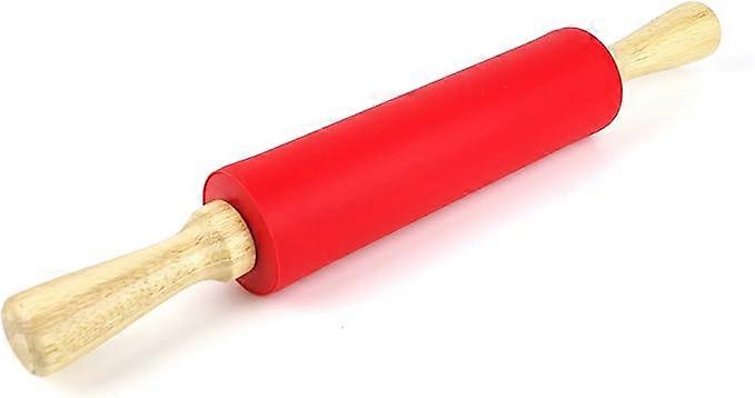 Rolling Pin Non-Stick Silicone Surface Wooden Handle