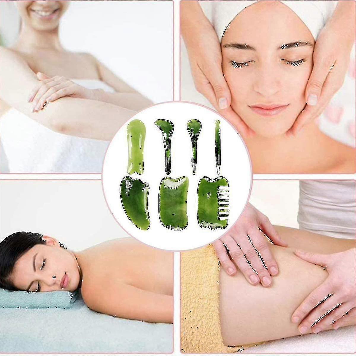Gua Sha Scraper, Natural Jade Stone Slimming Massager For Spa