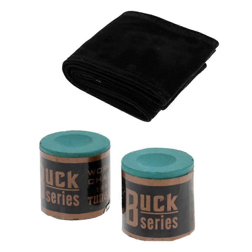 2 Blöcke Billard Chalk + Soft Stick Queue Case Tasche für 3/4 Snooker Poolqueue