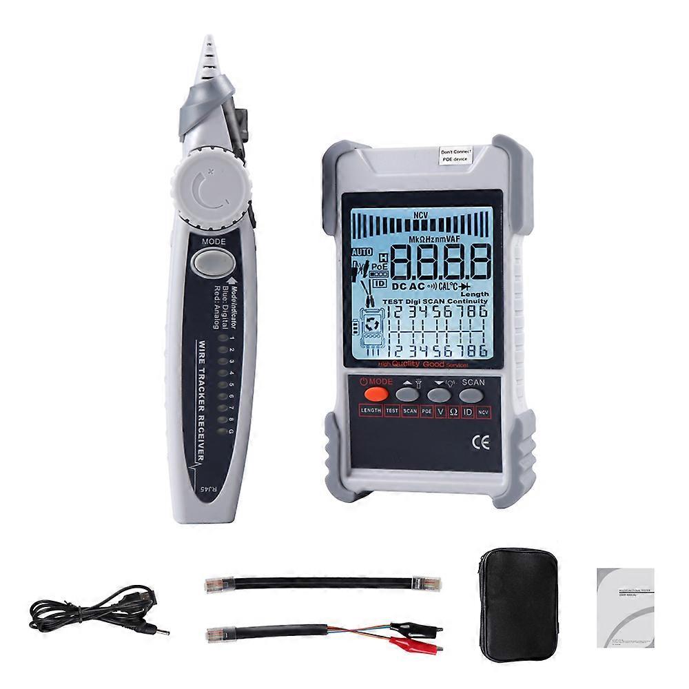 ET616/ET618 Network Cable Tester with LCD Display Analogs Digital Search POE Test Cable Pairing Length Wiremap Tester