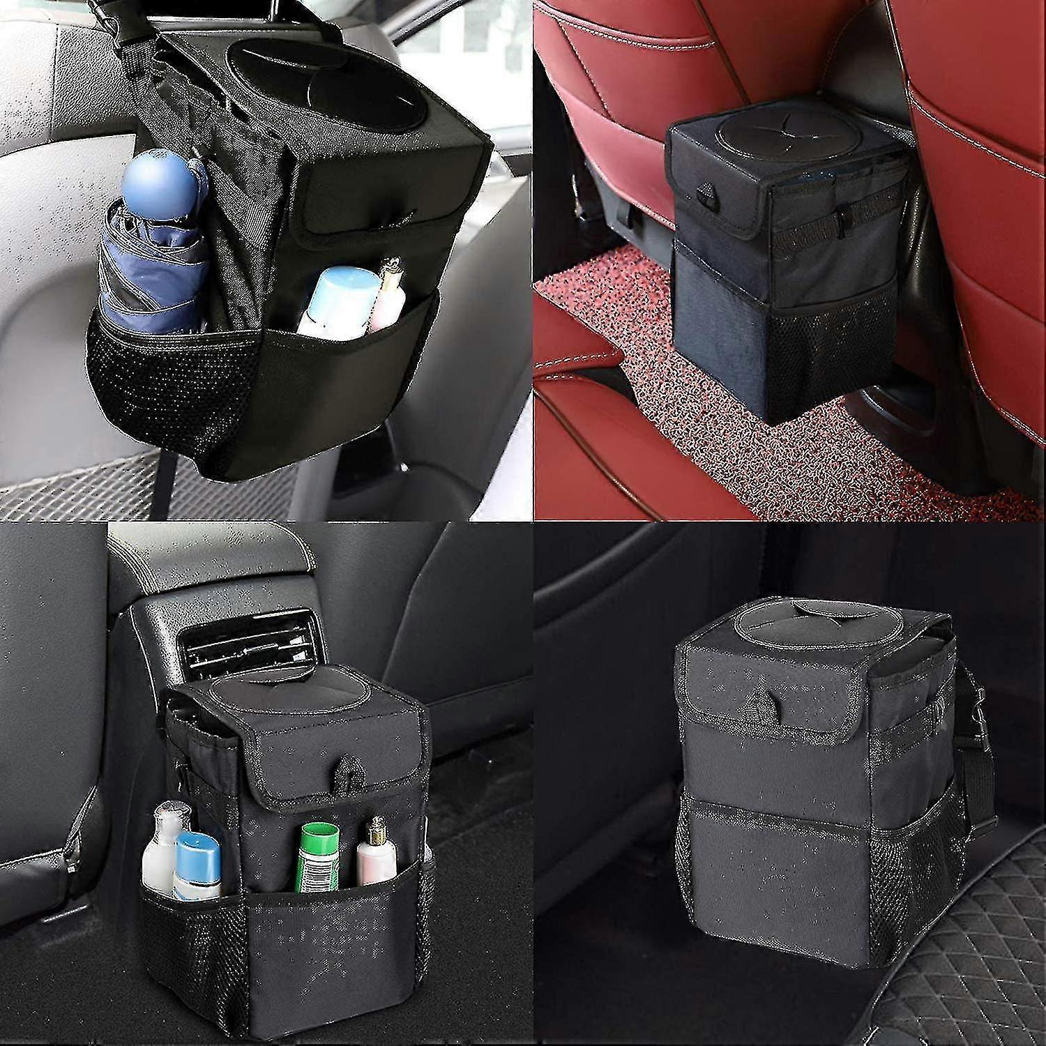 Car Trash Garbage Can With Lid And 3 Storage Pockets, Car Trash Bag NIUNIU