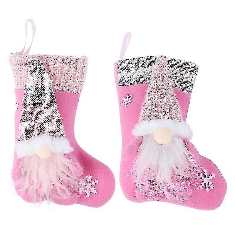 2pcs Christmas Stocking Shaped Decor Faceless Doll Pendant Scene Layout Pendant