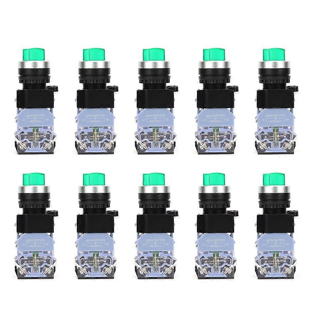 10 Pcs BEM38-11XD/21 2 Position Maintained Selector Switch 22mm Knob Switch(Green Light)