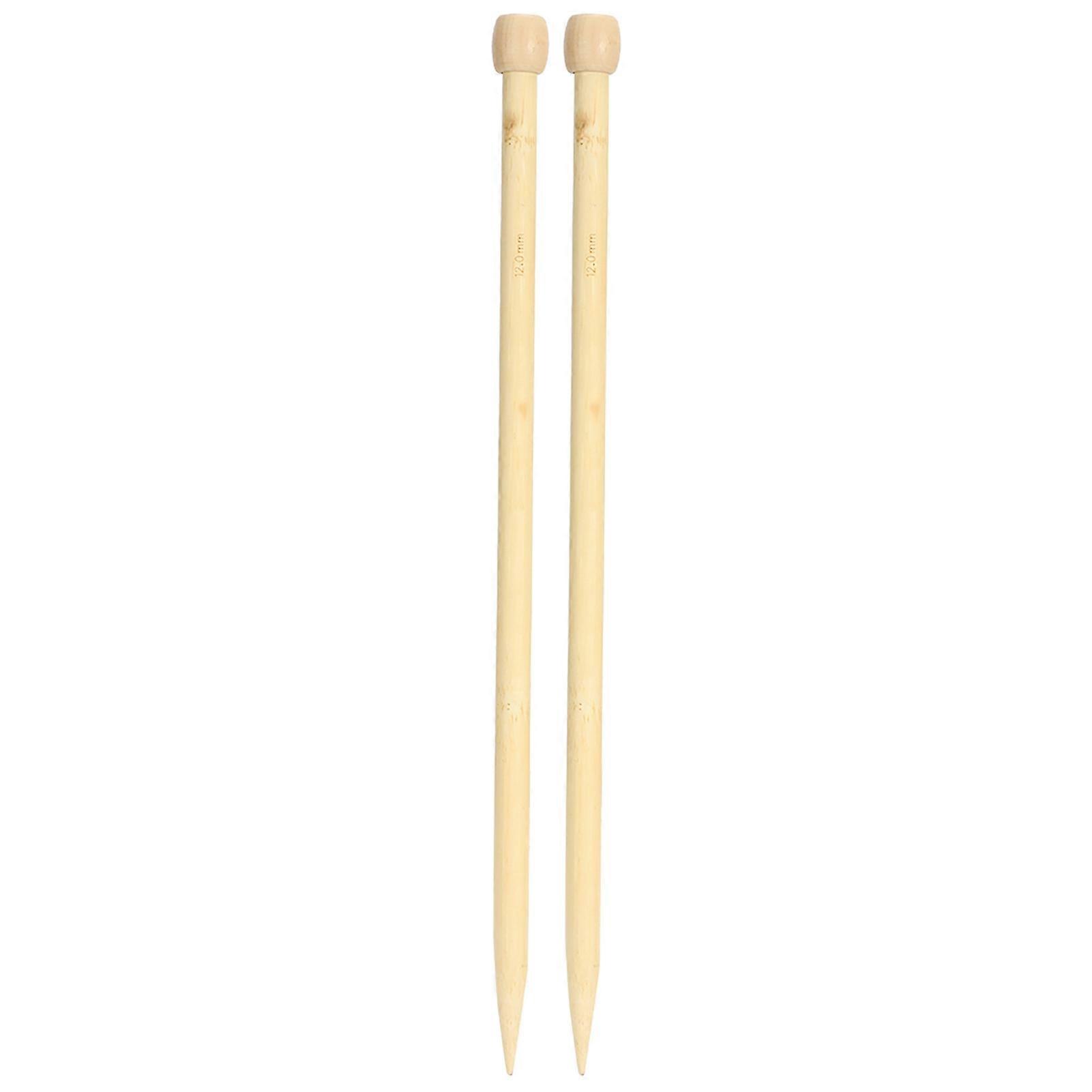 2pcs Wooden Knitting Needles 35cm/13.8in Large Size Single Point Weaving Tool for DIY Scarf Sweater12mm
