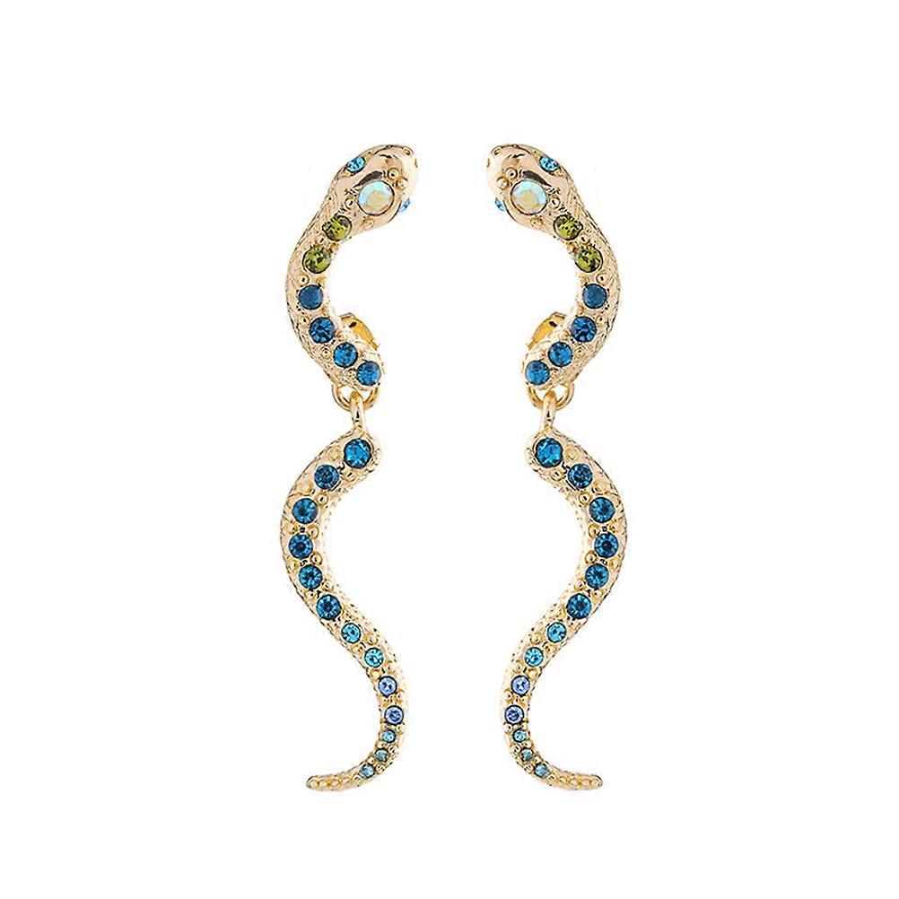 Mini Snake Earring Stud Tiny Diamonds Pave Setting Colorful Snake Shape Trendy Earrings(Gold)