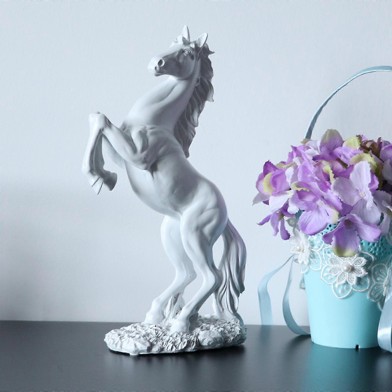 2x Horse Statue Home Decoration Sculpture Resin Modern Decorative Figure White