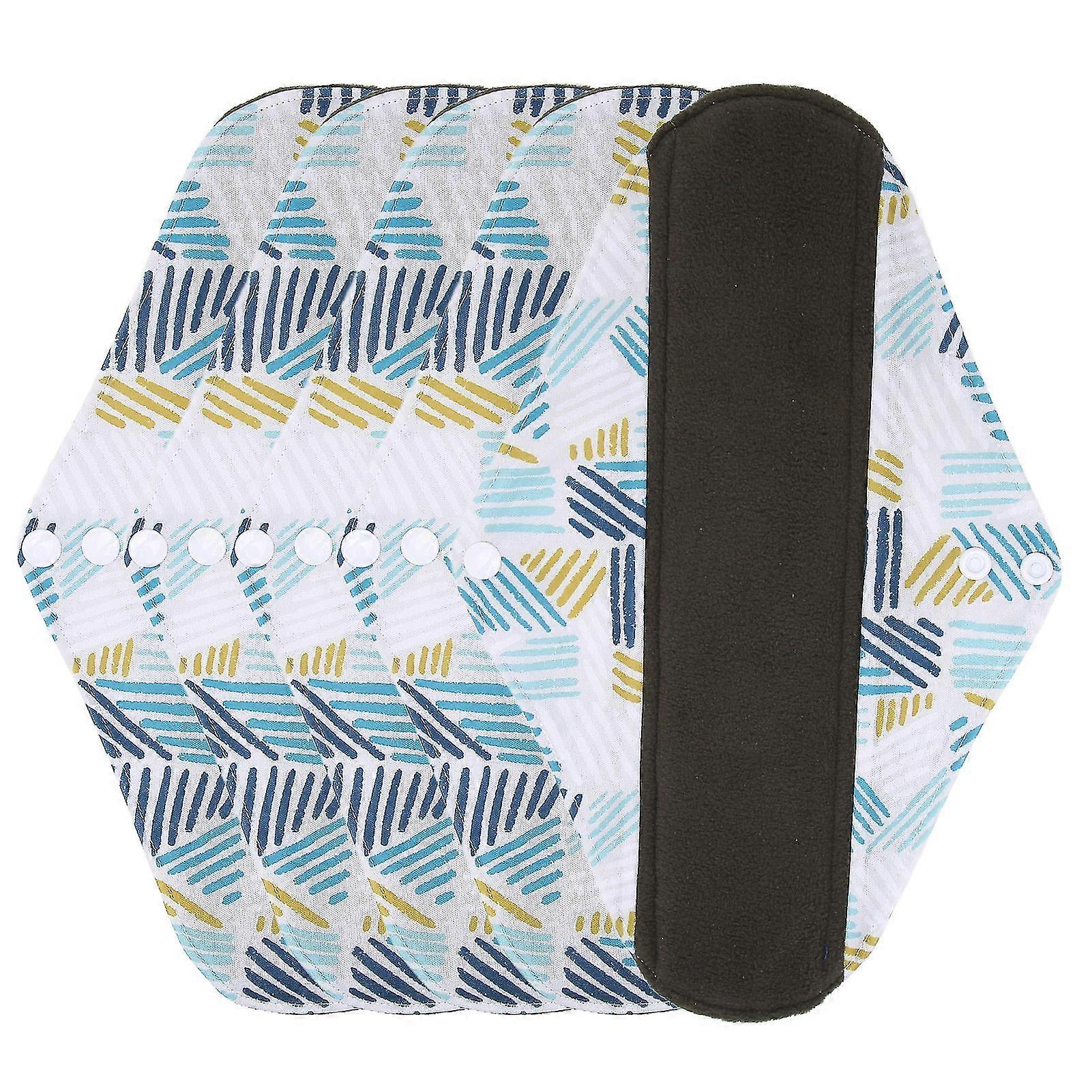 5pcs Reusable Sanitary Pad for Women Washable Menstrual Pad with Bamboo Charcoal Soft and Exquisite Printed Design (G42)