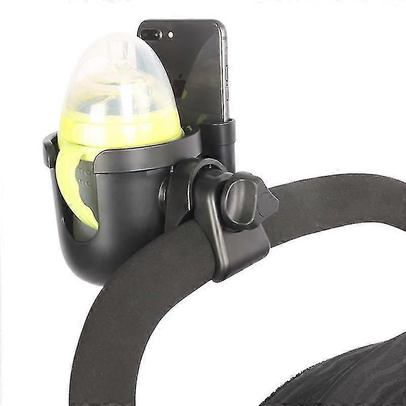 Stroller Cup Holder With Phone Case 2 In 1 Universal Stroller Bottle Cup Holder