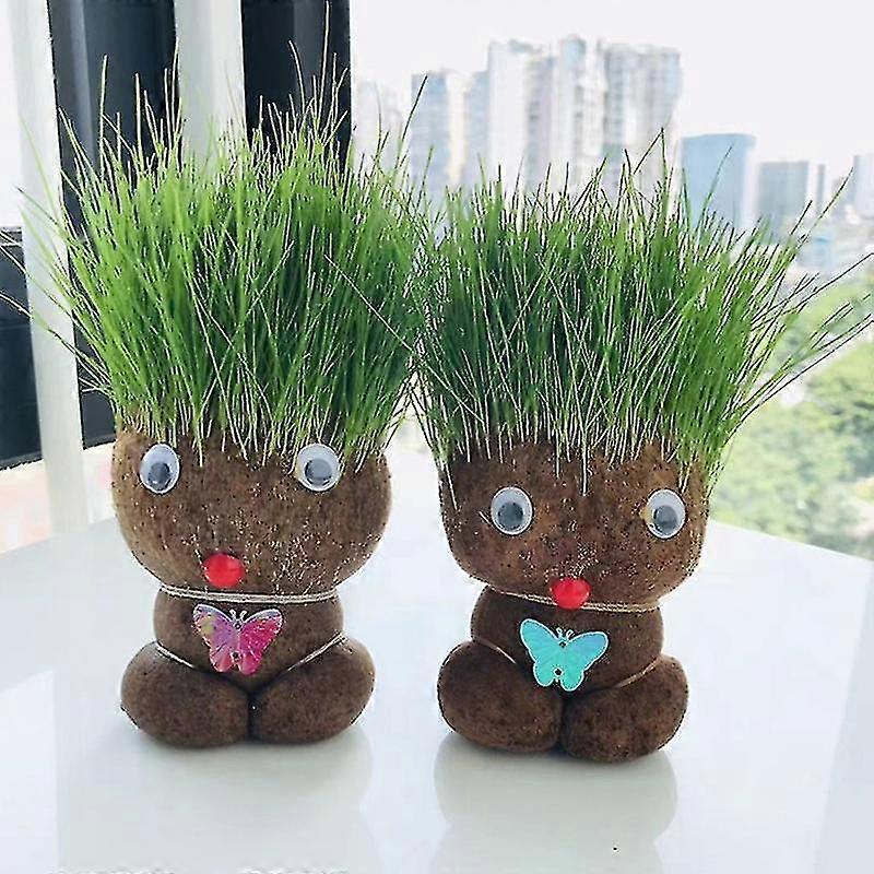 الإبداعية تنمو حقيبة وعاء العشب رئيس دمية زرع كيس زهرة وعاء سطح المكتب ديكور هدية