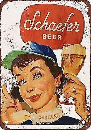Schaefer Beer E Brooklyn Dodgers Vintage Look Reprodução Metal Tin Sign 8x12 polegadas OU 12x16 Inche