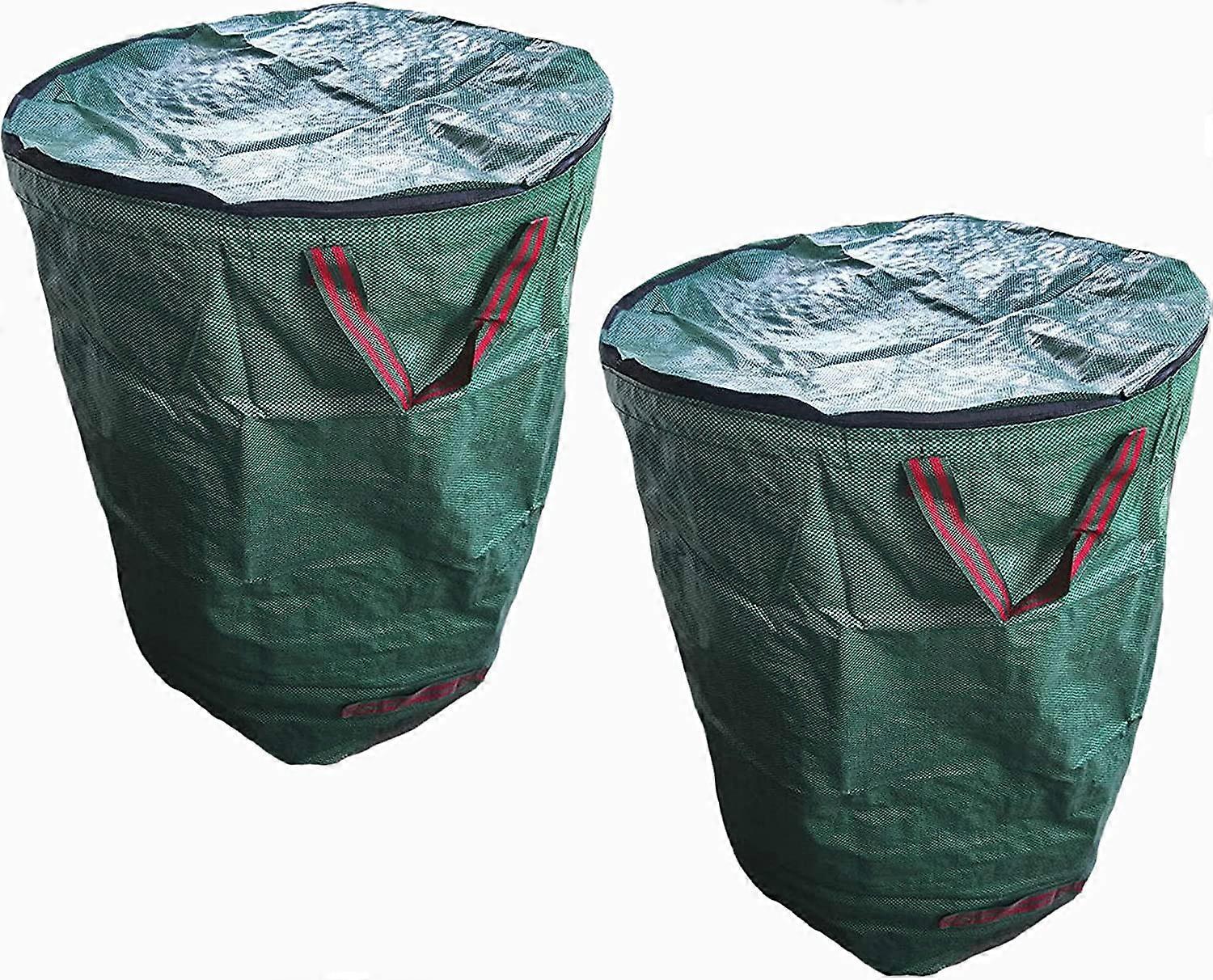 Set of 2 72 gallon heavy duty deciduous bags with lid, reusable/foldable, for lawn, pool, yard