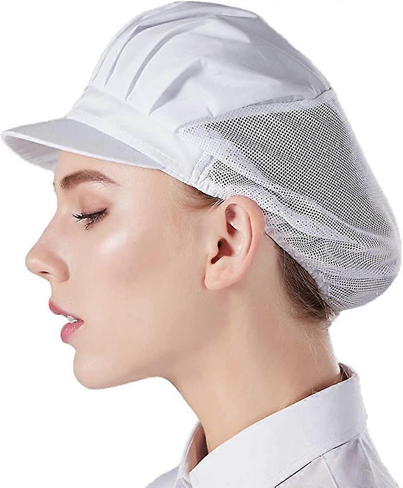 3 Pcs White Chef Beret Unisex Kitchen Hat with Mesh Working for Workshop Factory Kitchen Catering Bakery
