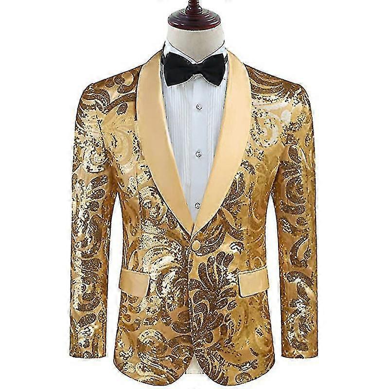 Men's Gold Sequin Suit Coat For Stage