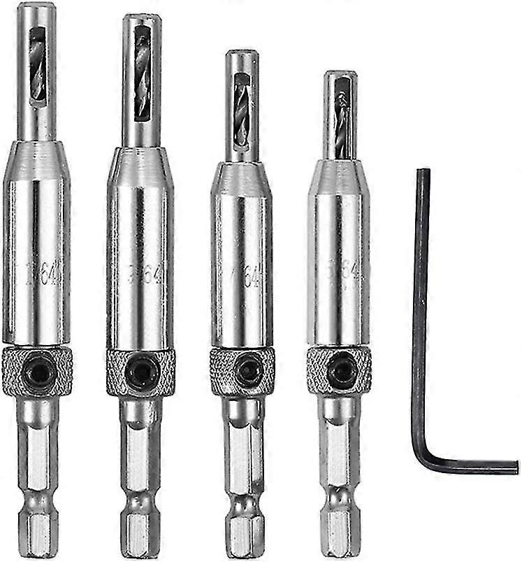 4pcs Hinge Drill Bits Self Centering Air Nozzle Set Drill Hole Saw Tool With 1pc Hex Wrench