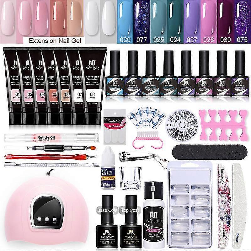 Vernis à ongles Glue Set Crystal Phototherapy Glue Flash Powder Solid Color Nail Polish Glue Extension Glue Set 8 bouteilles de colle à ongles Glue 07