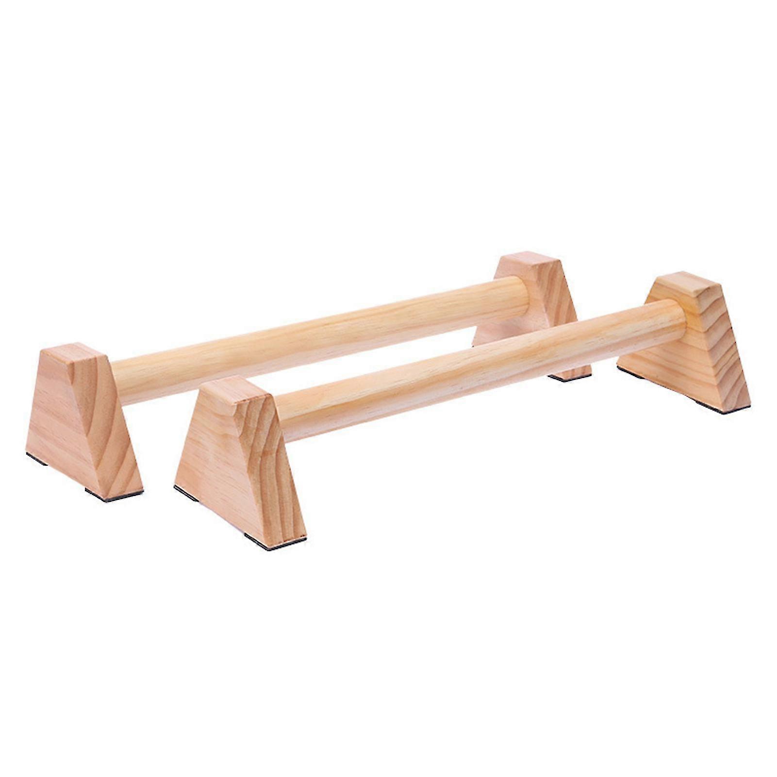1 Pair Wood Push-up Bar Bold Handle Portable Quadrangle Design Parallettes Bar For Body Building 40cm