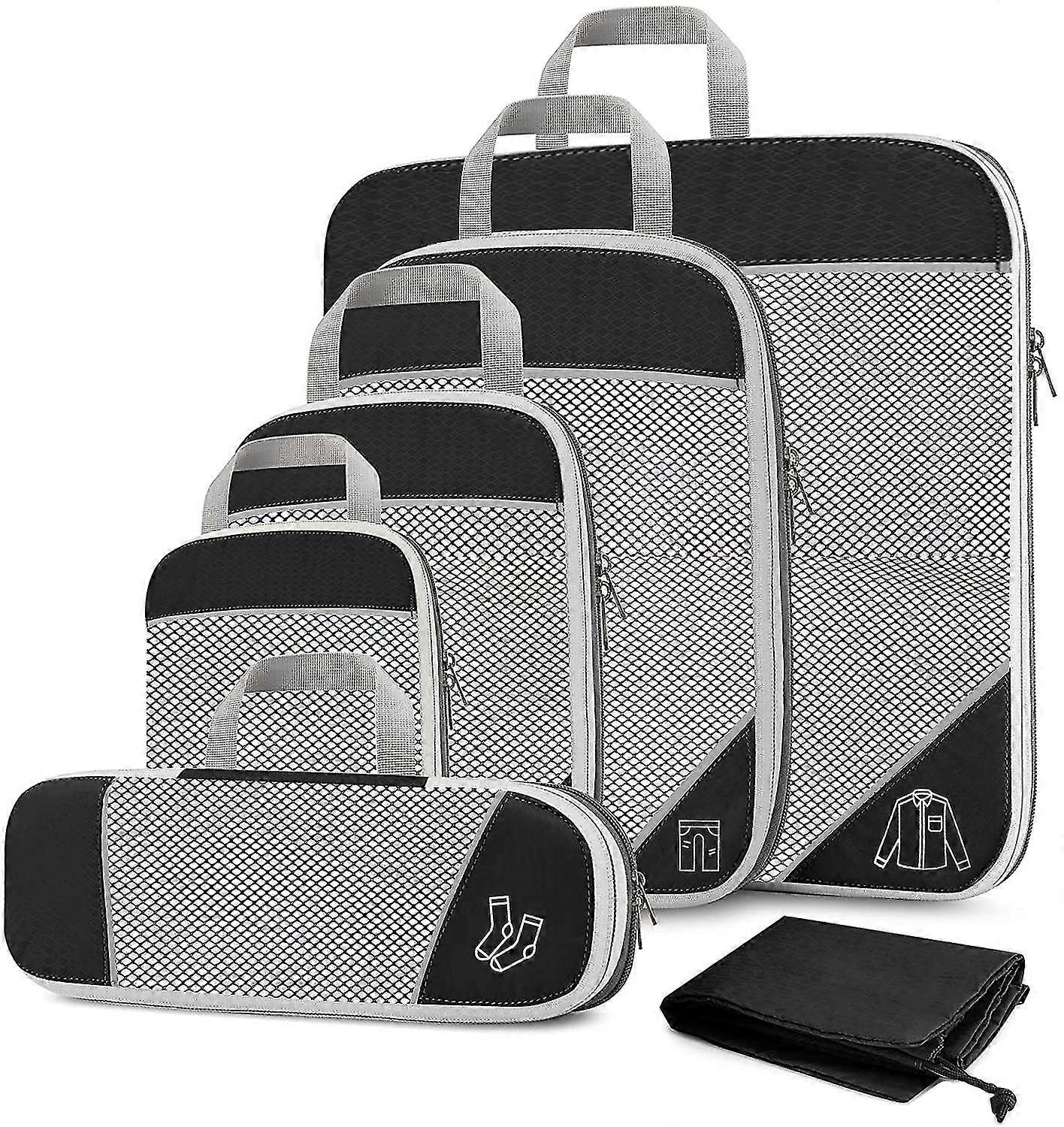 Travel Compression Packing Cubes, 6 Pack Expandable Duffle Bags