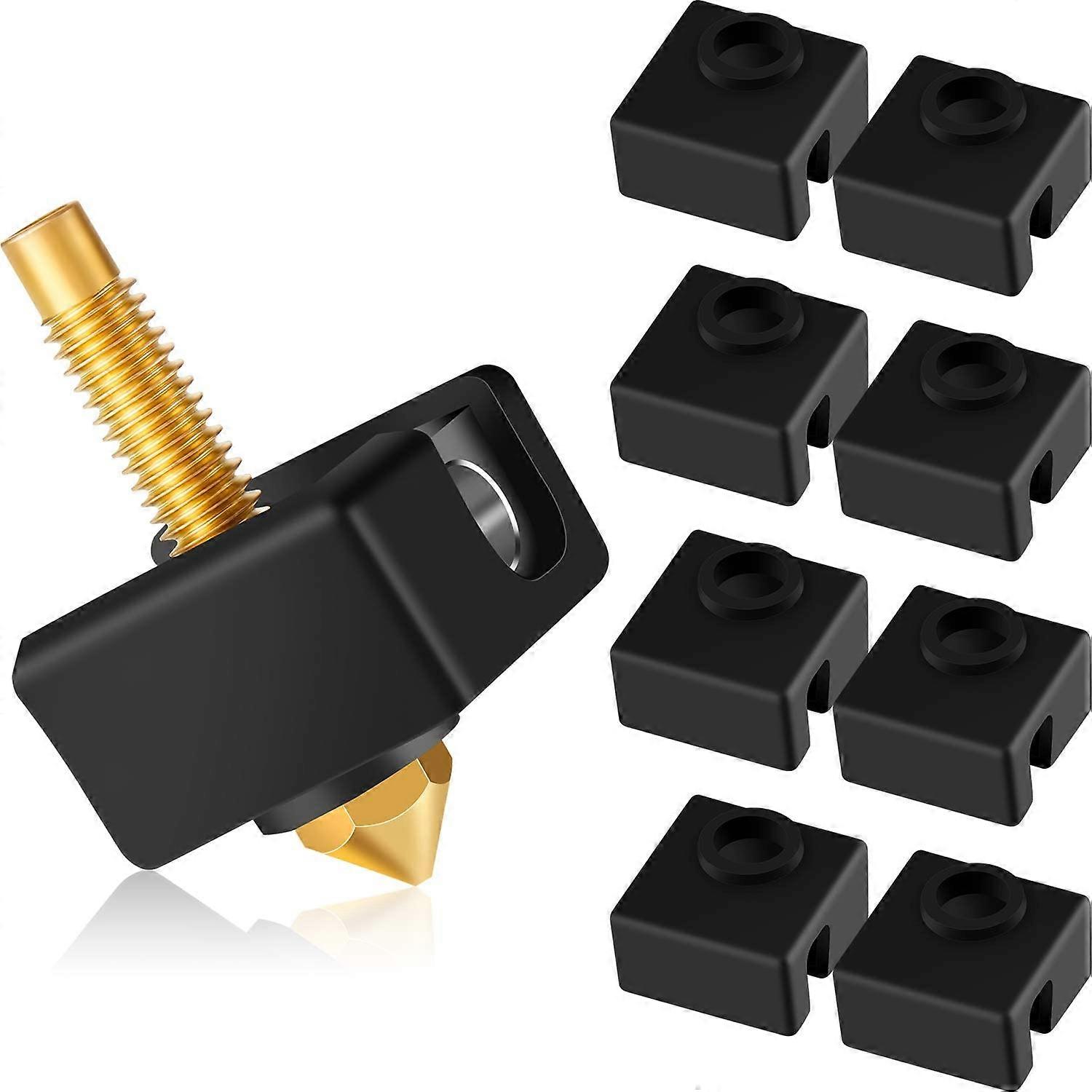 10 3D Printer Socks Silicone Printer Cover Heat Block Cover Compatible with Creality CR-10, MK7/8/9, S4 S5, Anet A8, Hotend Extruder (Black)