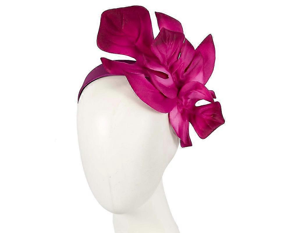 Fuchsia monstera leaves fascinator by Max Alexander