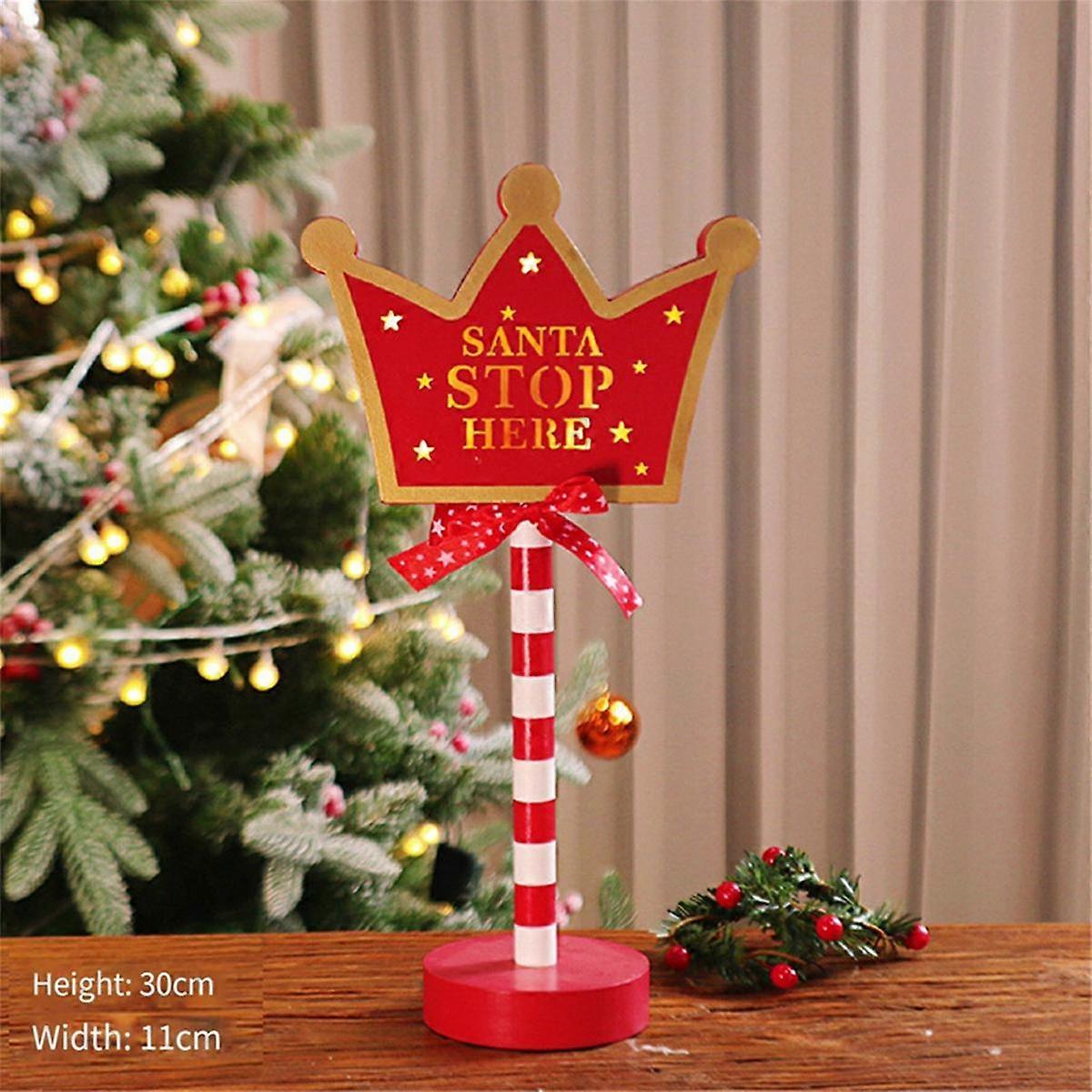 Christmas LED Light Vertical Signs with LED Light for Christmas Lamp Desk Sign Stop Ornament Christ