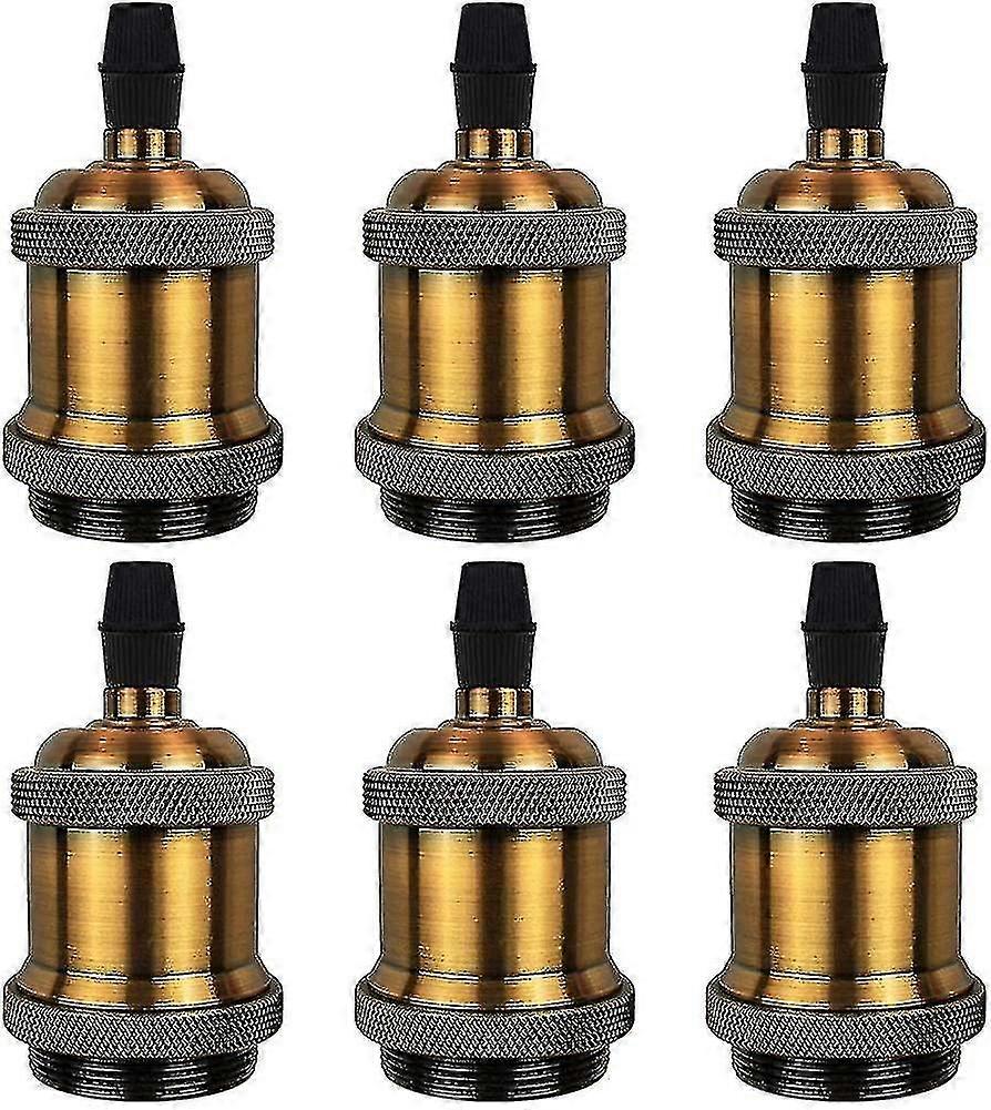 E27 Lamp Socket. Retro Pendant Lamp. Solid Ceramic Adapter. 6 Pieces Brass Socket