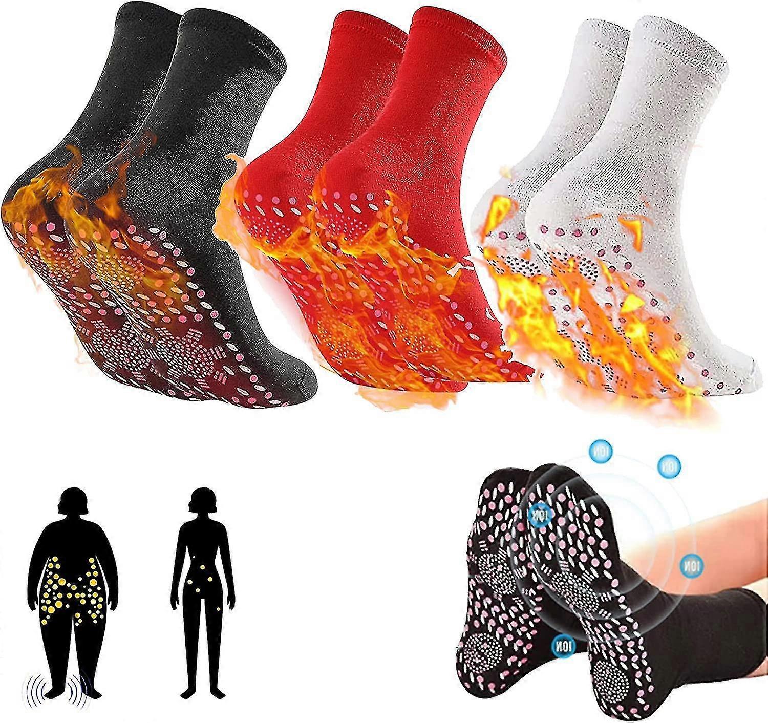 Afiz Tourmaline Slimming Health Sock Tourmaline Slimming Health Sock Thermotherapeutic Sock Self Heating Socks Heated Ski Socks Massage Socks (six Pai